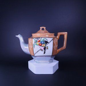 Vintage Peach Lusterware Teapot / Japanese Teapot Handpainted